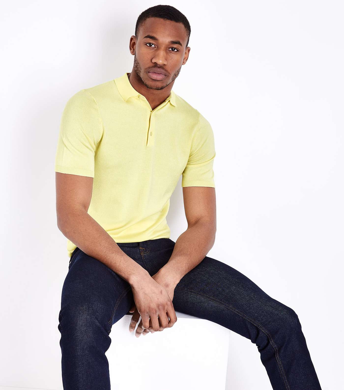 Pale Yellow Muscle Fit Polo Shirt Image 5