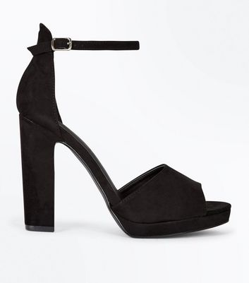 black platform peep toe heels