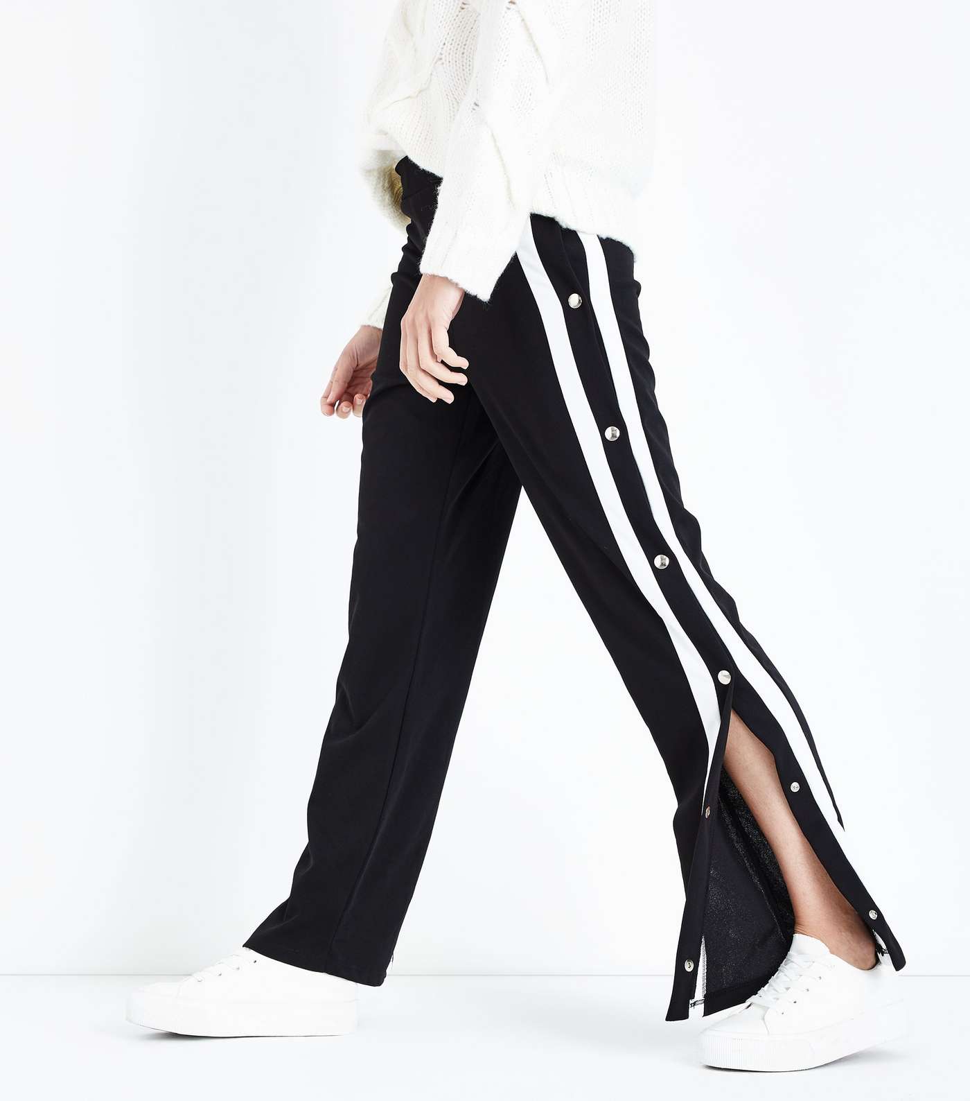 Cameo Rose Black Double Stripe Popper Side Trousers Image 2