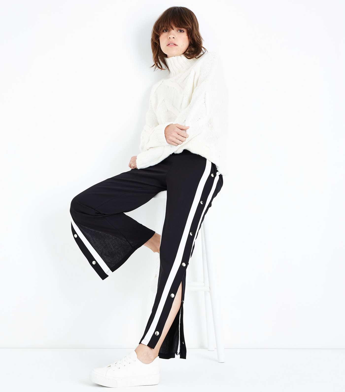 Cameo Rose Black Double Stripe Popper Side Trousers Image 6