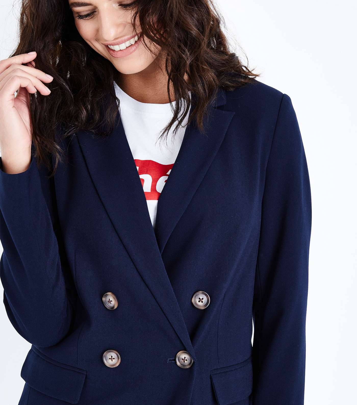 Navy Double Breasted Blazer Image 5