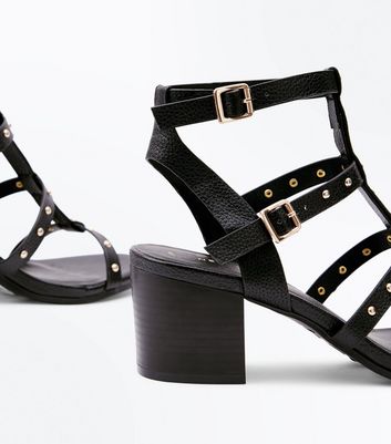 Studded gladiator block discount heels