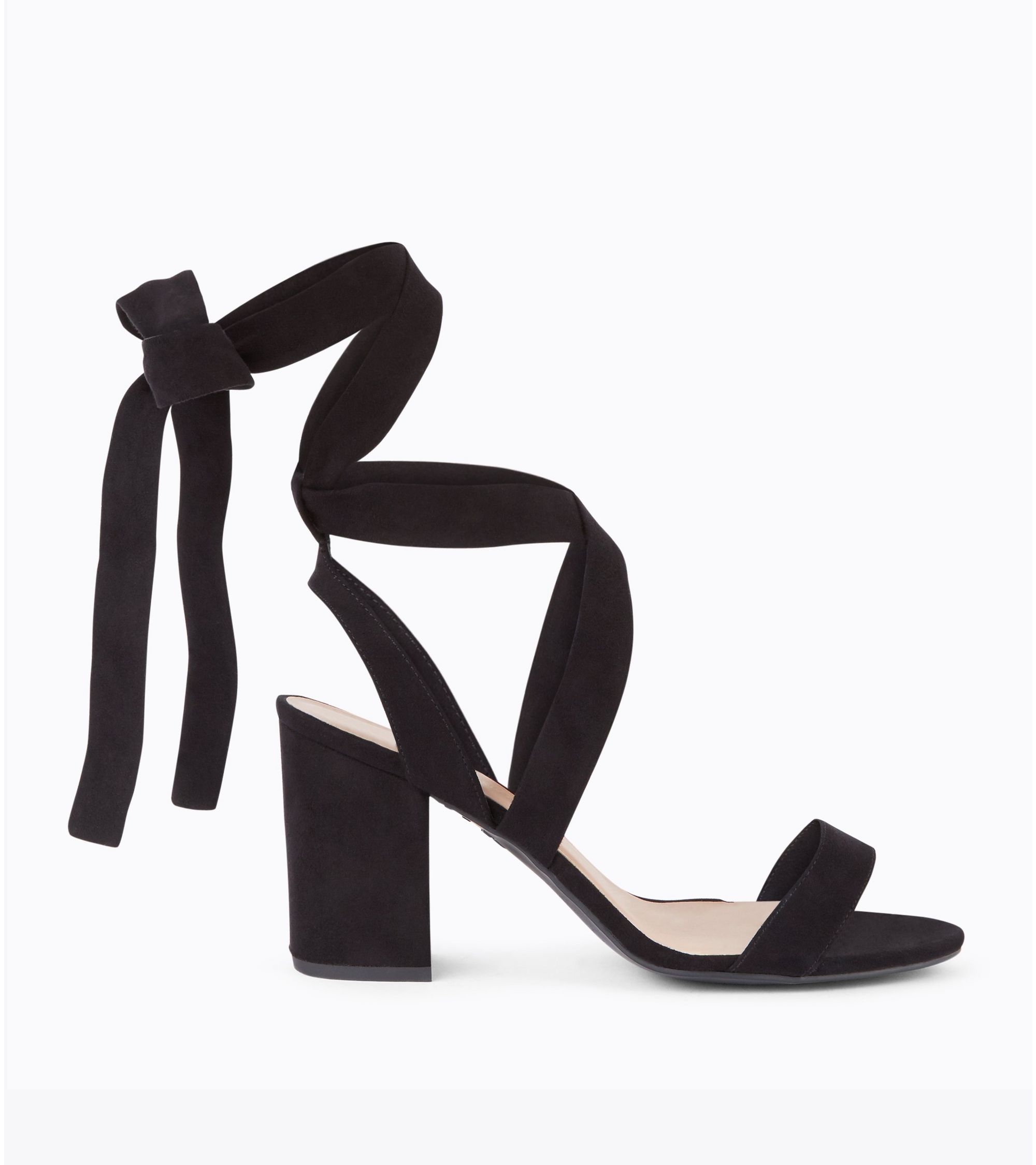 New Look Wide Fit Black Suedette Ankle Tie Heeled Sandals at £25.99 | love the brands