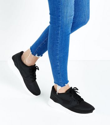 Black Panelled Chunky Sole Trainers | New Look