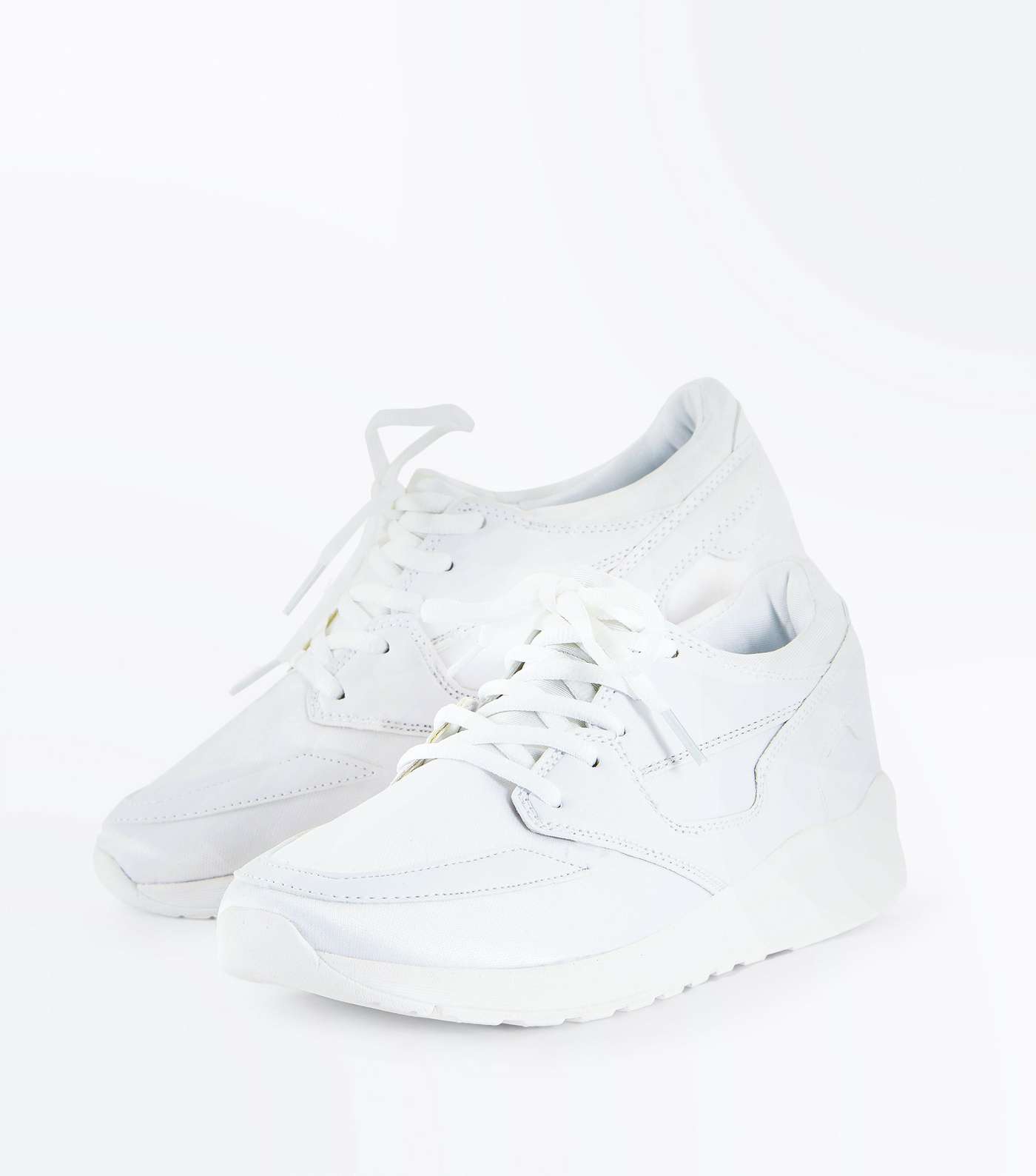 White Panelled Chunky Sole Trainers Image 3