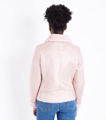 pink faux fur aviator jacket