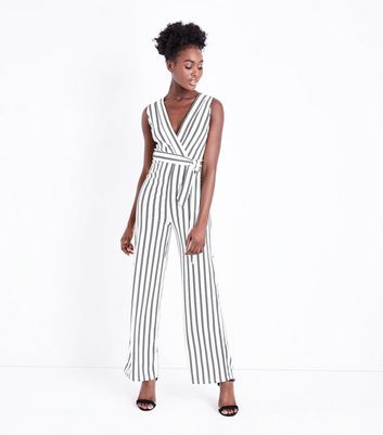 striped v neck jumpsuit