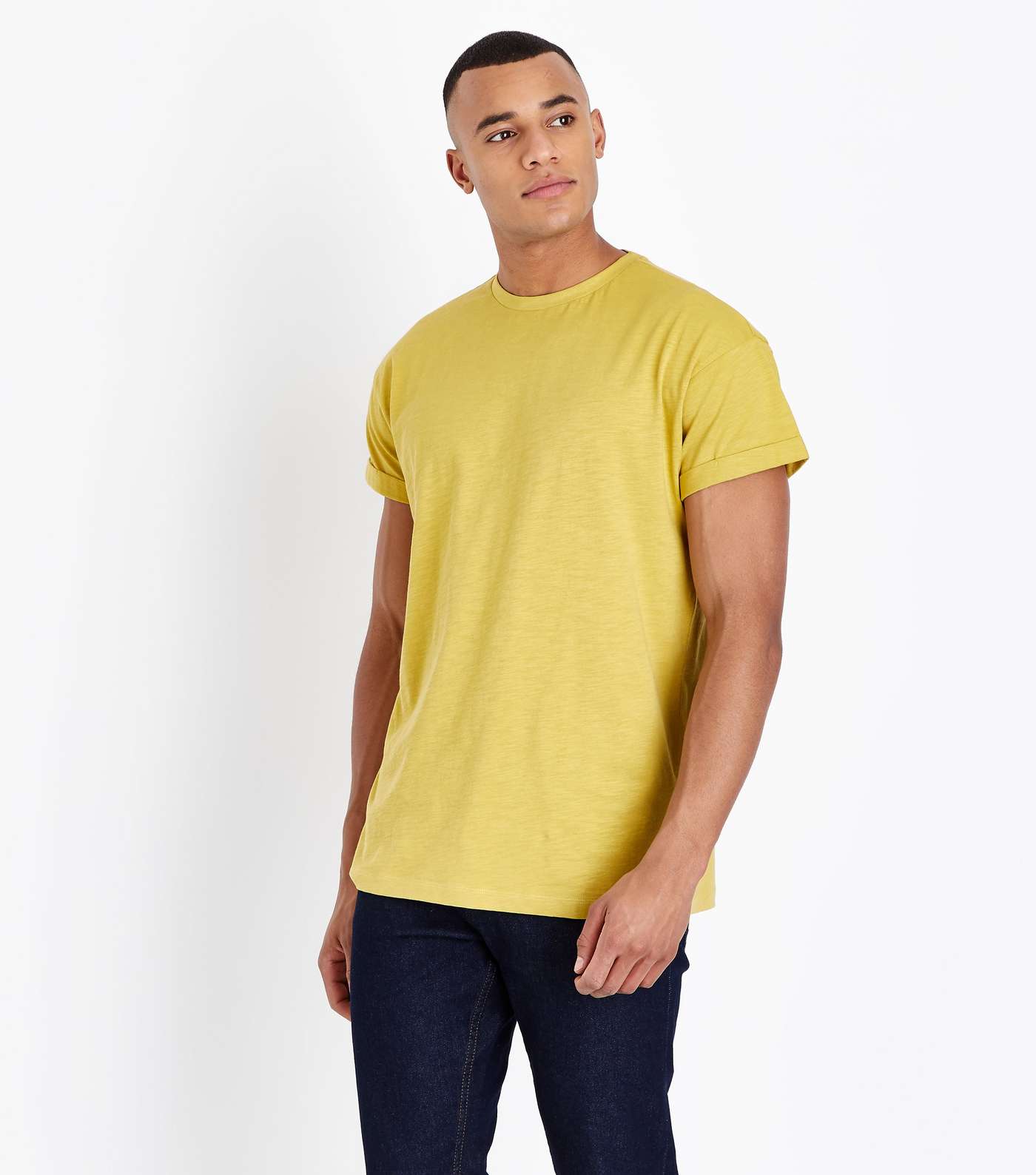 Mustard Yellow Rolled Sleeve T-Shirt Image 2