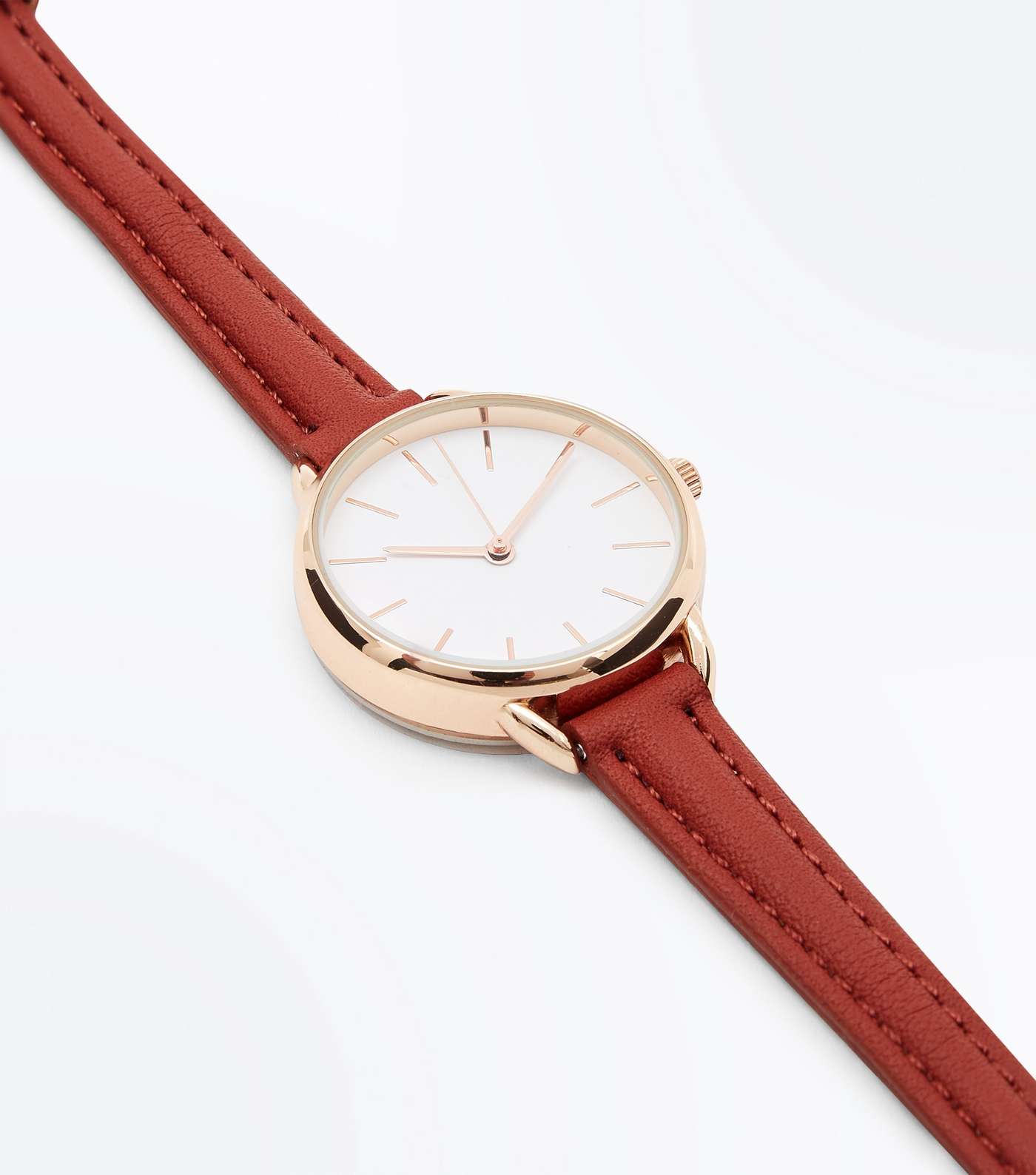 Rust Skinny Strap Curve Shoulder Watch | New Look
