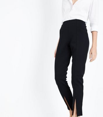 Pantalon noir évasé fendu Outlet