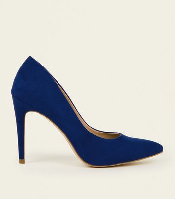 Blue Suedette Pointed Court Shoes New Look