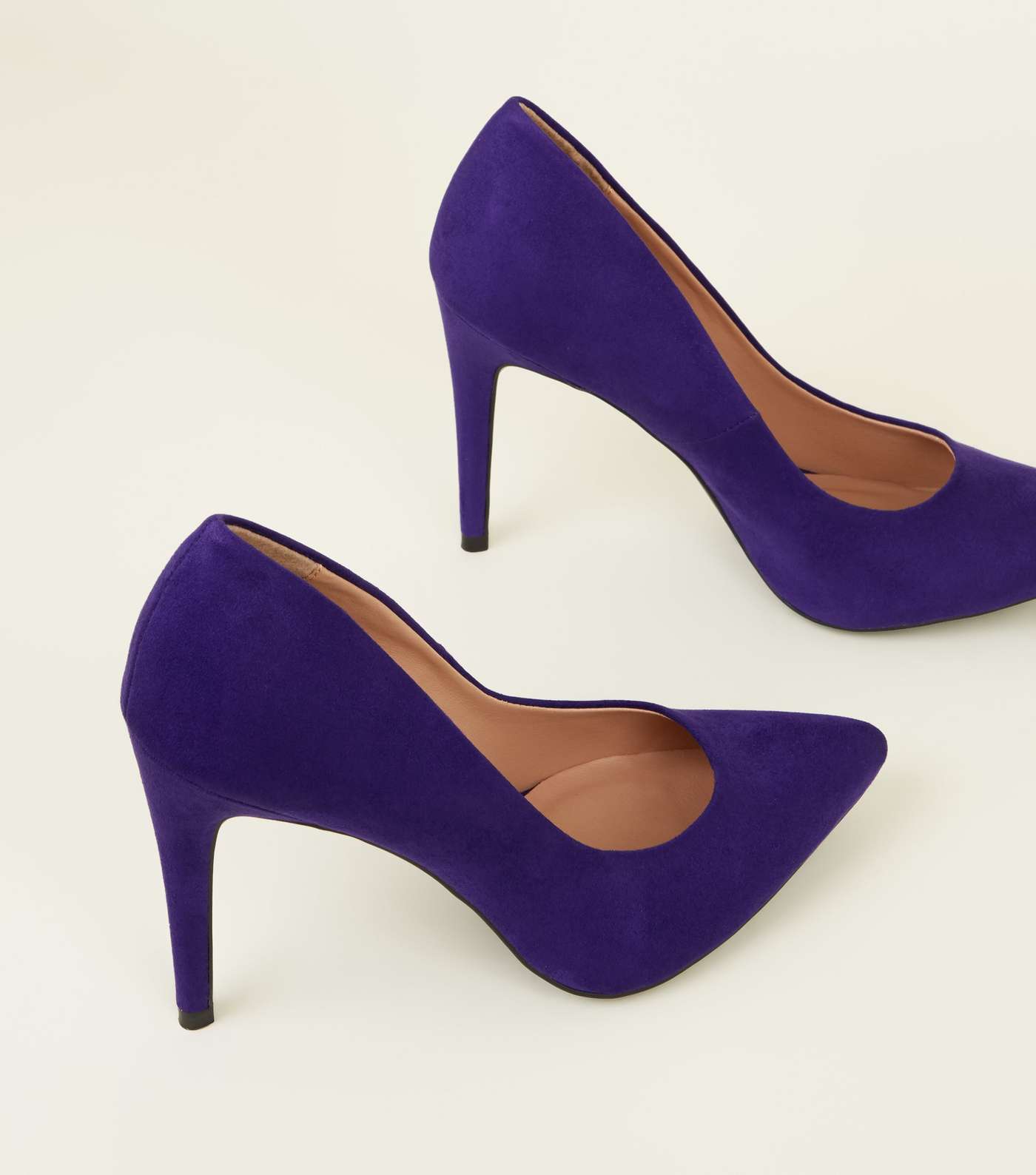 Deep Purple Suedette Pointed Court Shoes Image 3