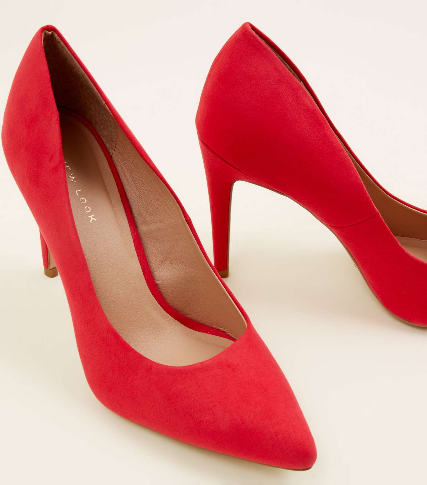 Deep Pink Suedette Pointed Court Shoes Image 4