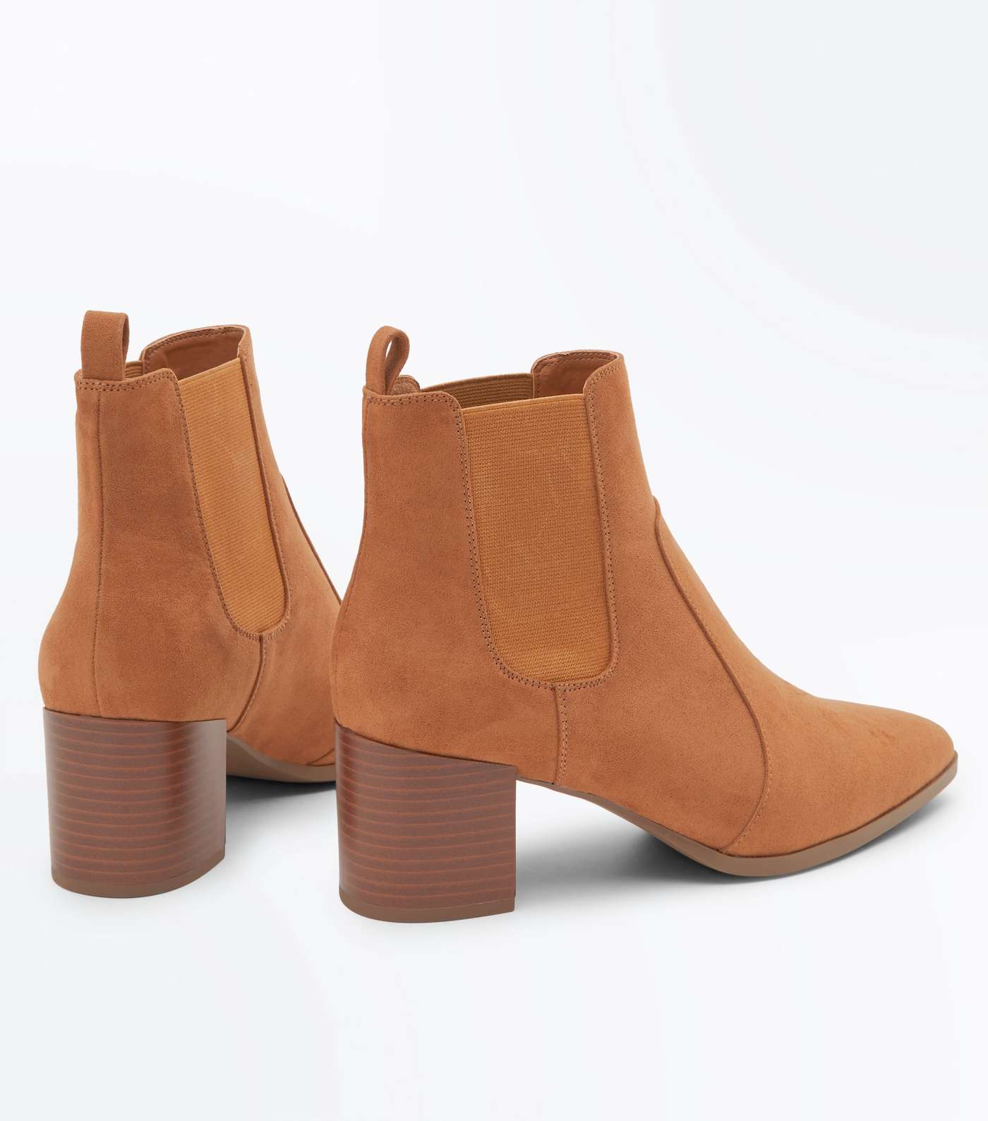 Tan Suedette Pointed Heeled Chelsea Boots Image 4