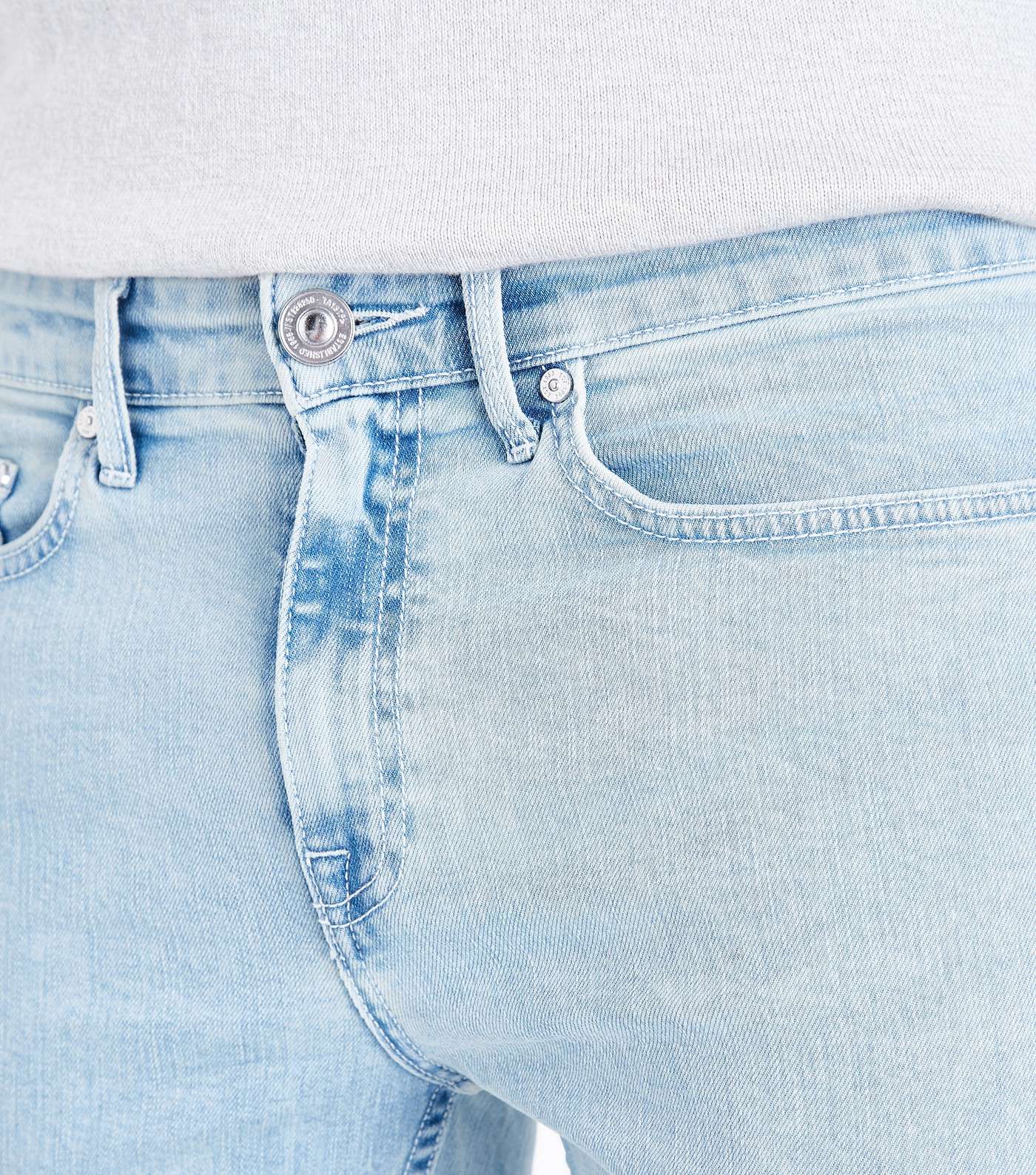 Pale Blue Bleach Wash Stretch Skinny Jeans Image 5