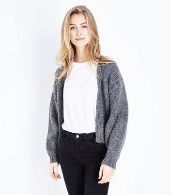 dark grey cropped cardigan