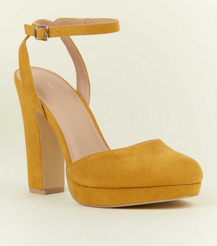 Mustard Suedette Two Part Platform Courts