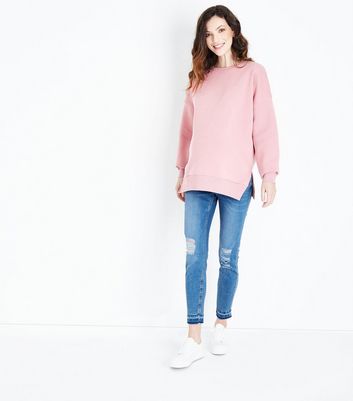 Maternity Pink Side Split Sweatshirt 