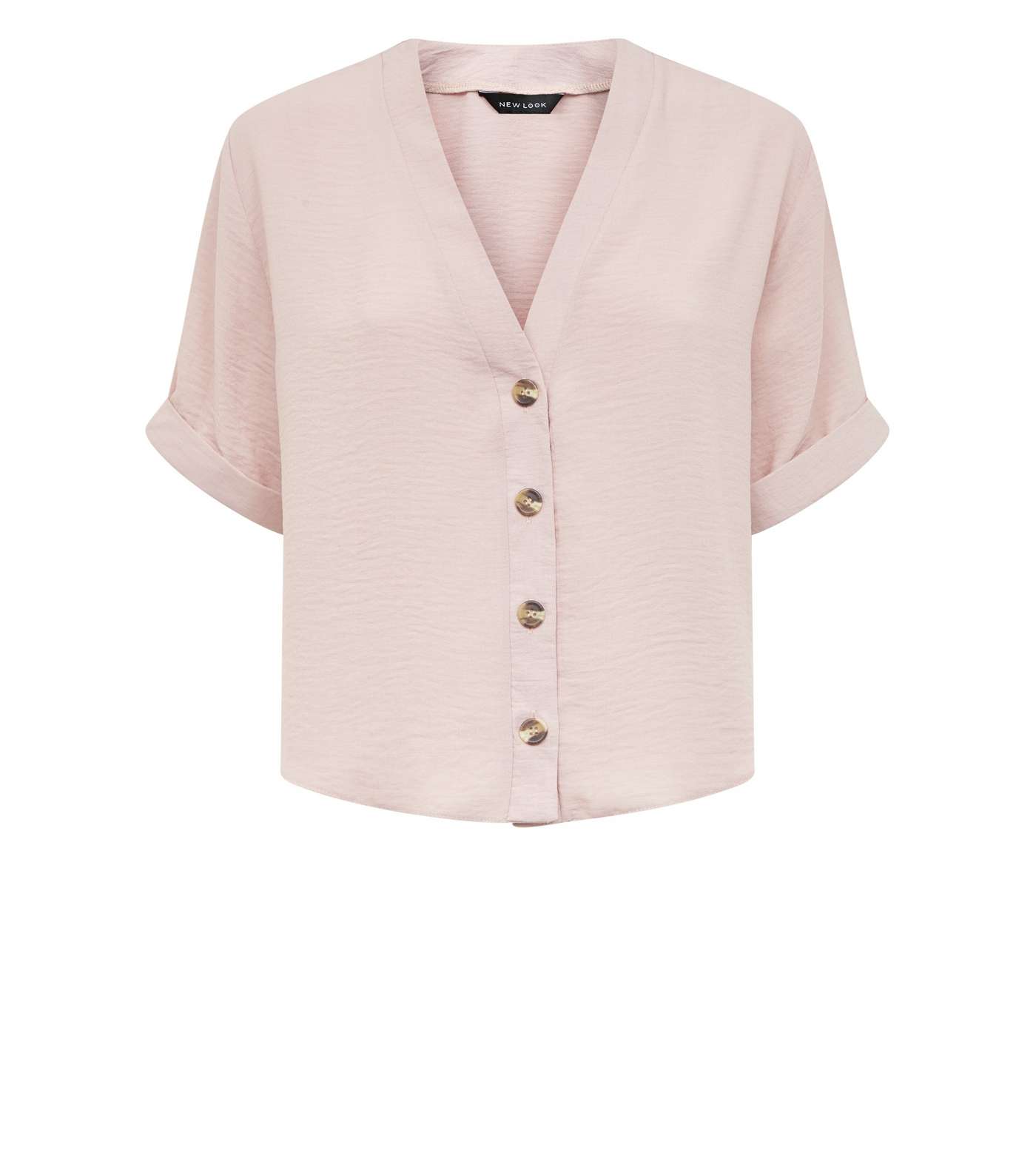 Pale Pink V-Neck Boxy Shirt Image 4