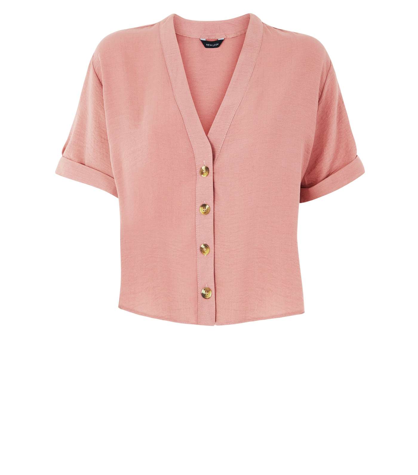 Mid Pink V-Neck Boxy Shirt  Image 4
