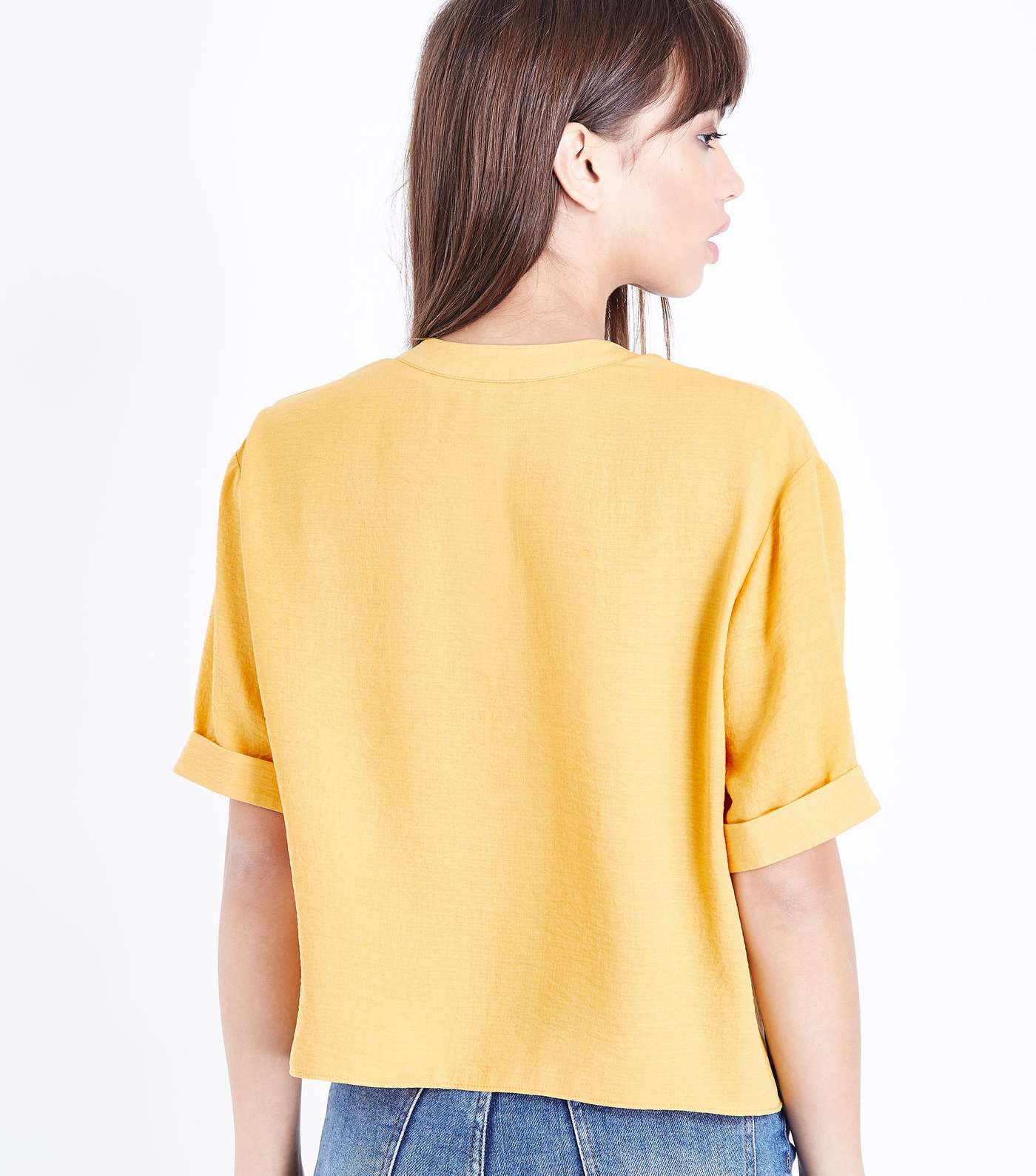 Mustard V-Neck Boxy Shirt  Image 3