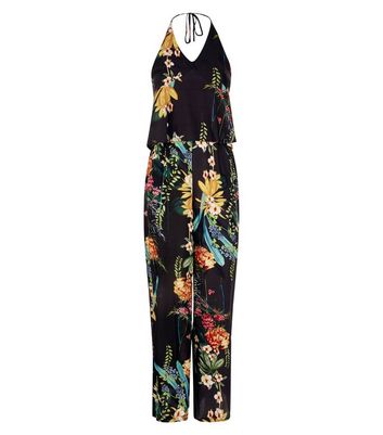 halter neck floral jumpsuit