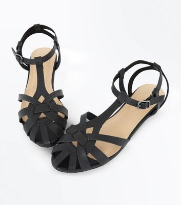 Black caged flat sandals new arrivals