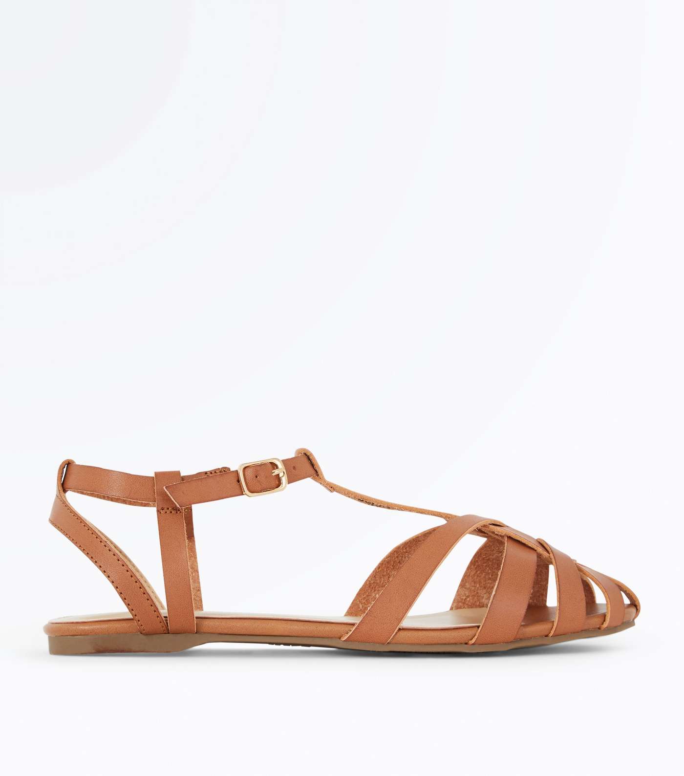 Tan Caged Flat Sandals 