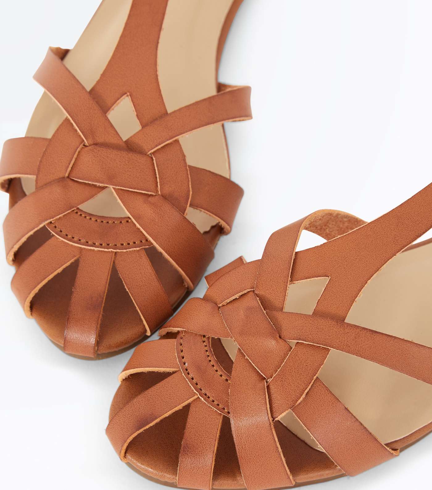Tan Caged Flat Sandals  Image 3