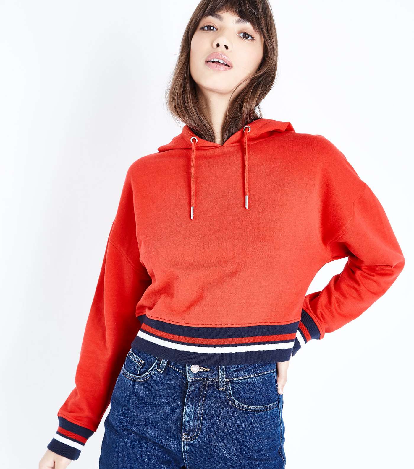 Red Tipped Cropped Hoodie