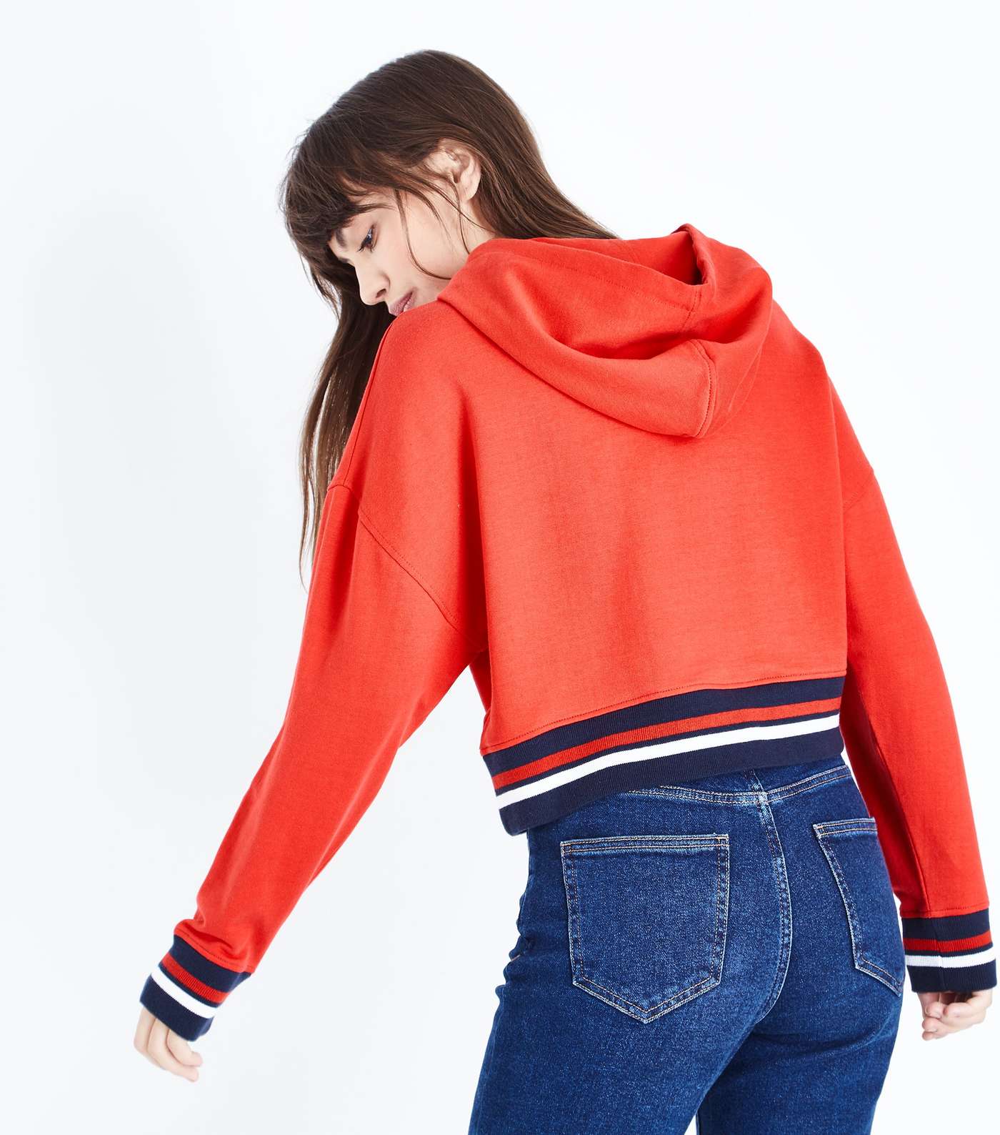 Red Tipped Cropped Hoodie Image 3