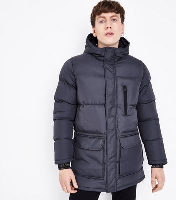 new look grey hooded puffer jacket