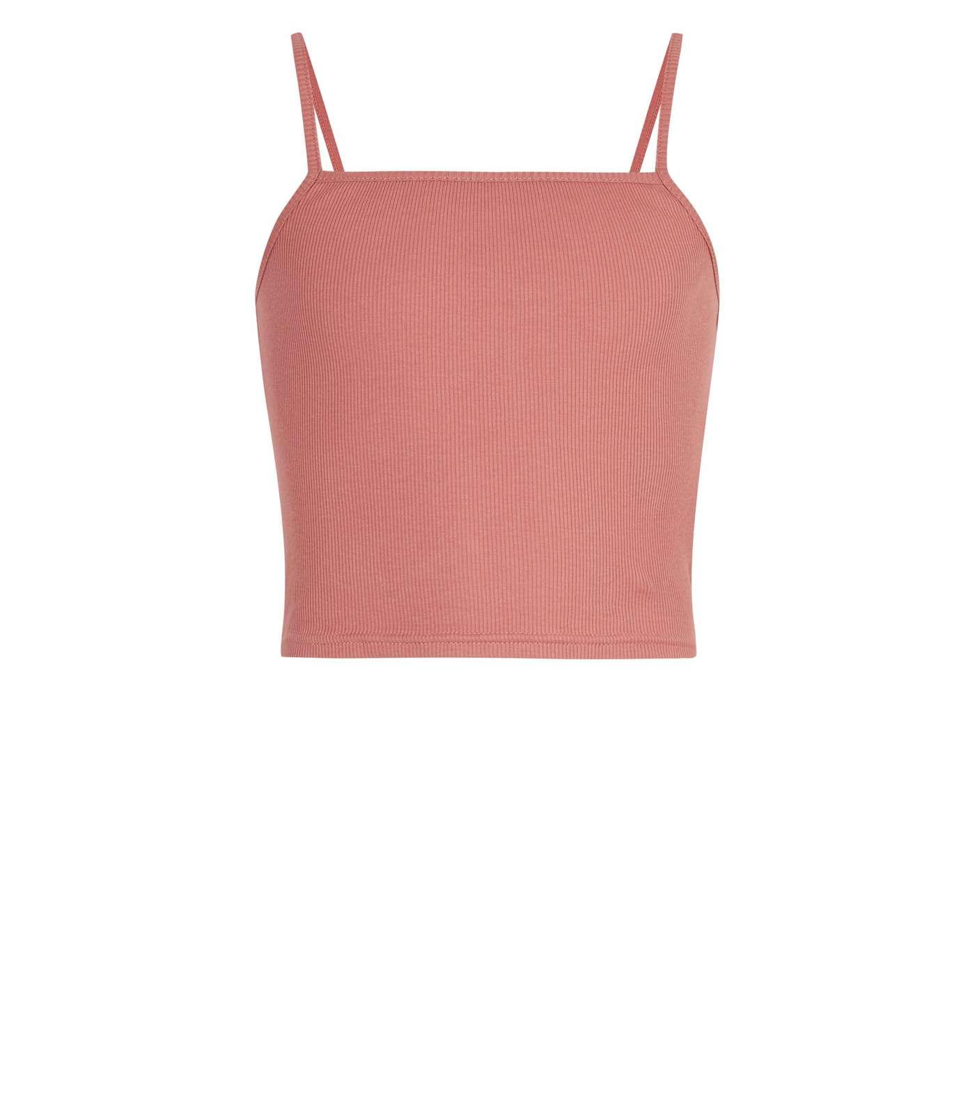 Girls Mid Pink Ribbed Square Neck Cami Image 4