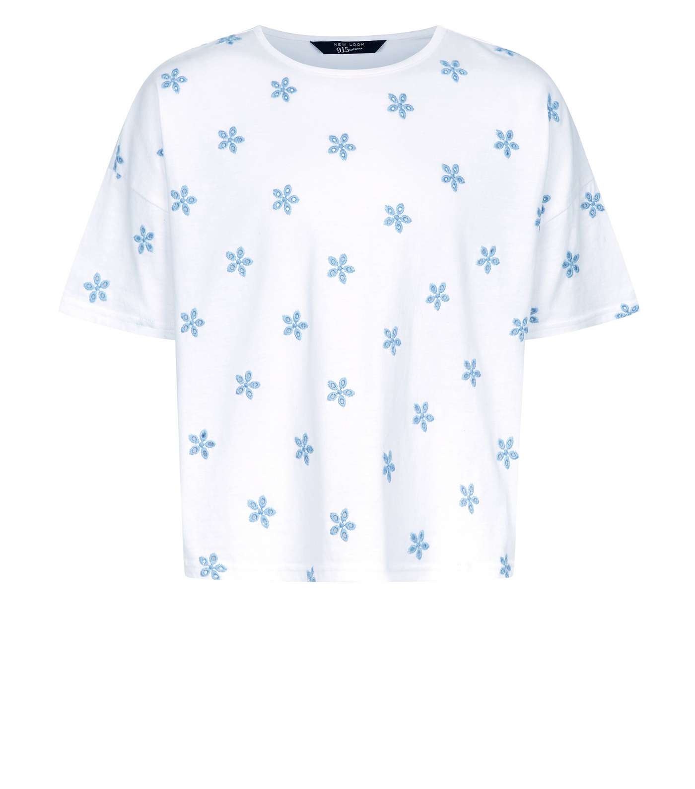 Teens Blue Floral Embroidered T-Shirt Image 4