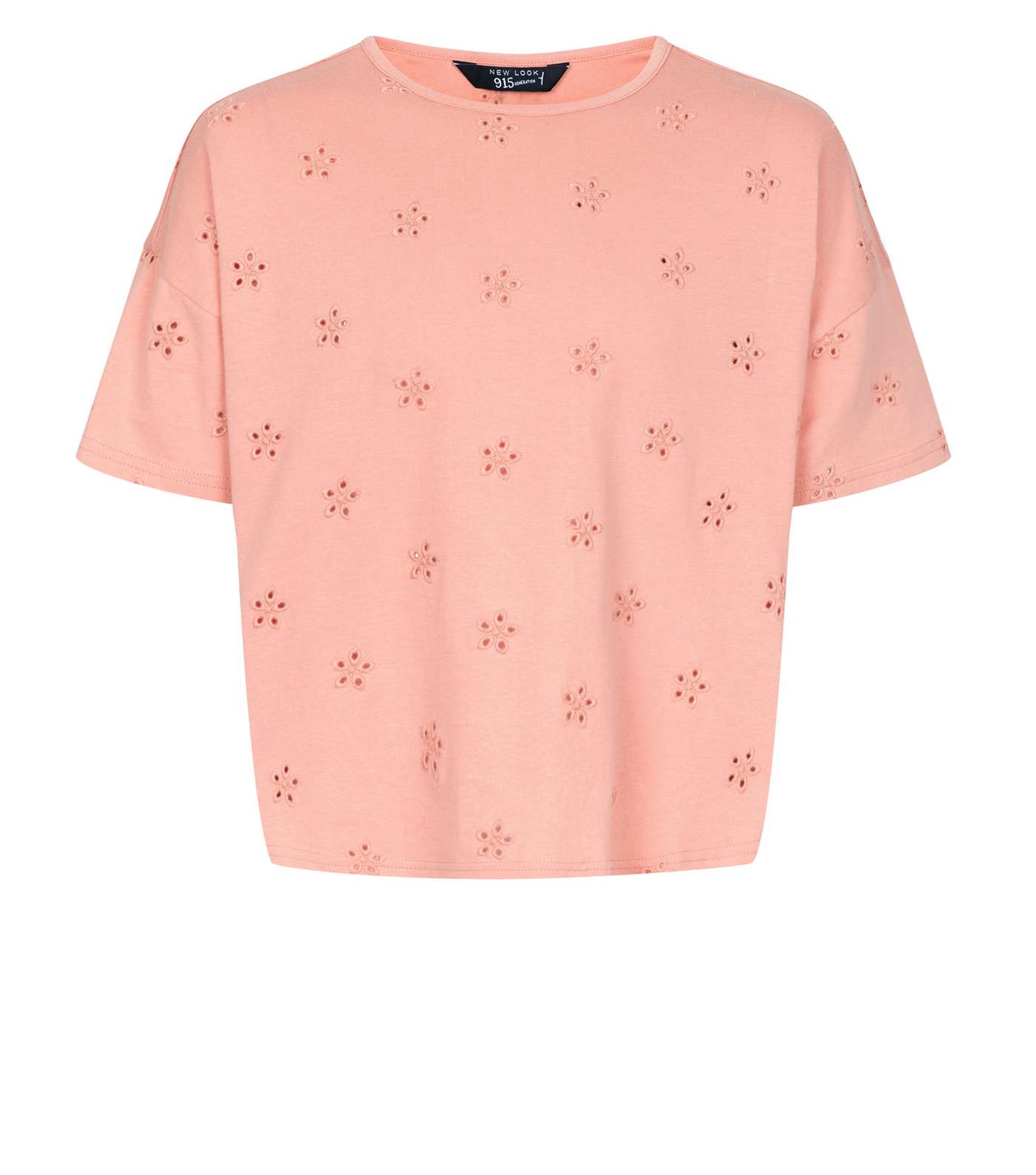 Girls Orange Floral Embroidered T-Shirt Image 4