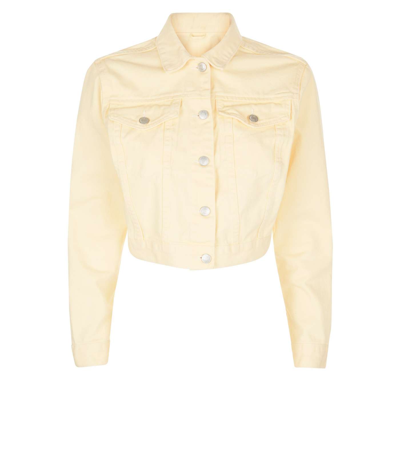 Yellow Cropped Denim Jacket Image 4