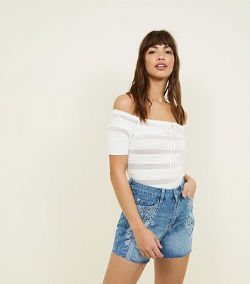 high waisted denim shorts new look