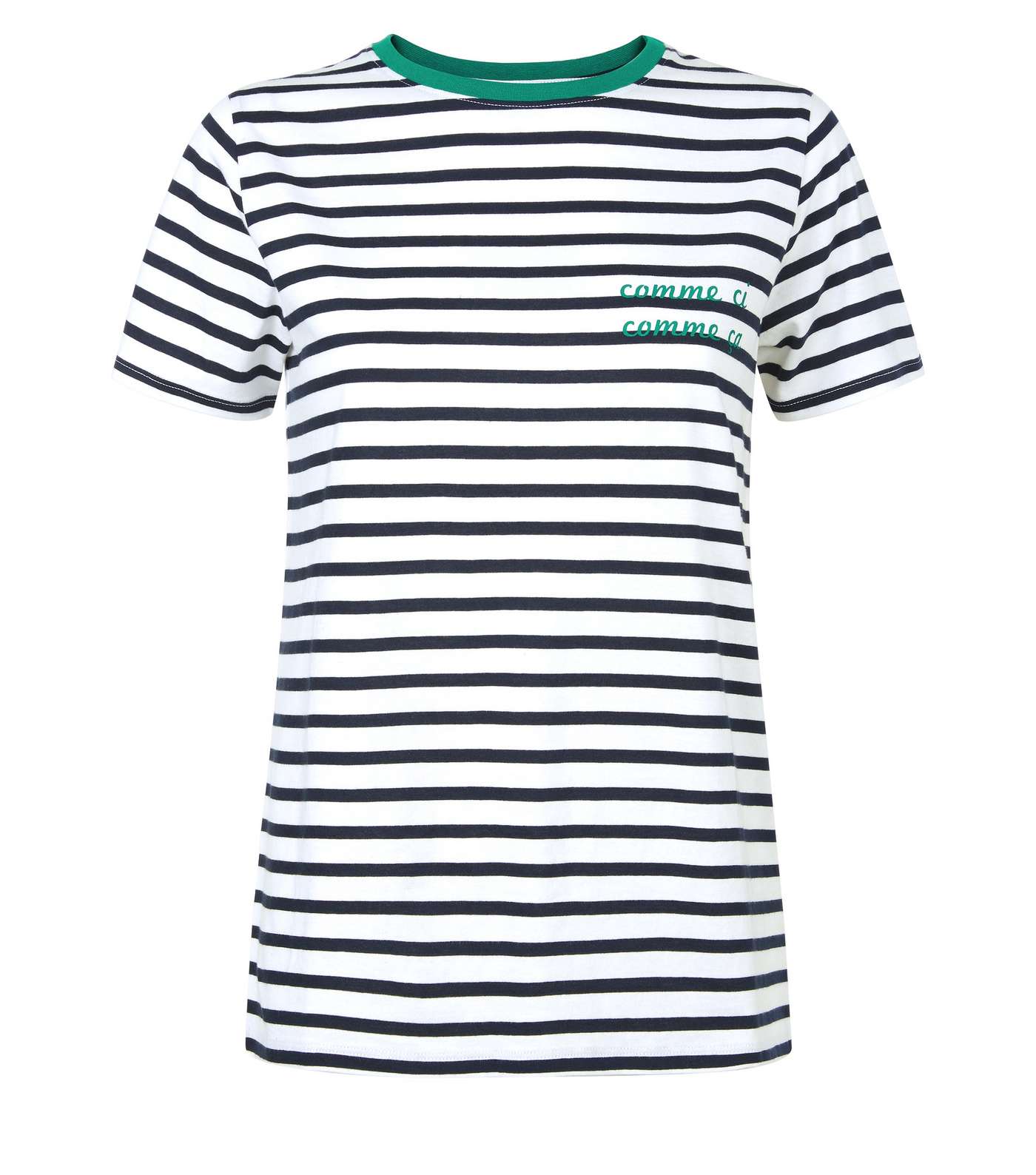Blue Stripe Comme Ci Comme Ca Embroidered T-Shirt Image 4