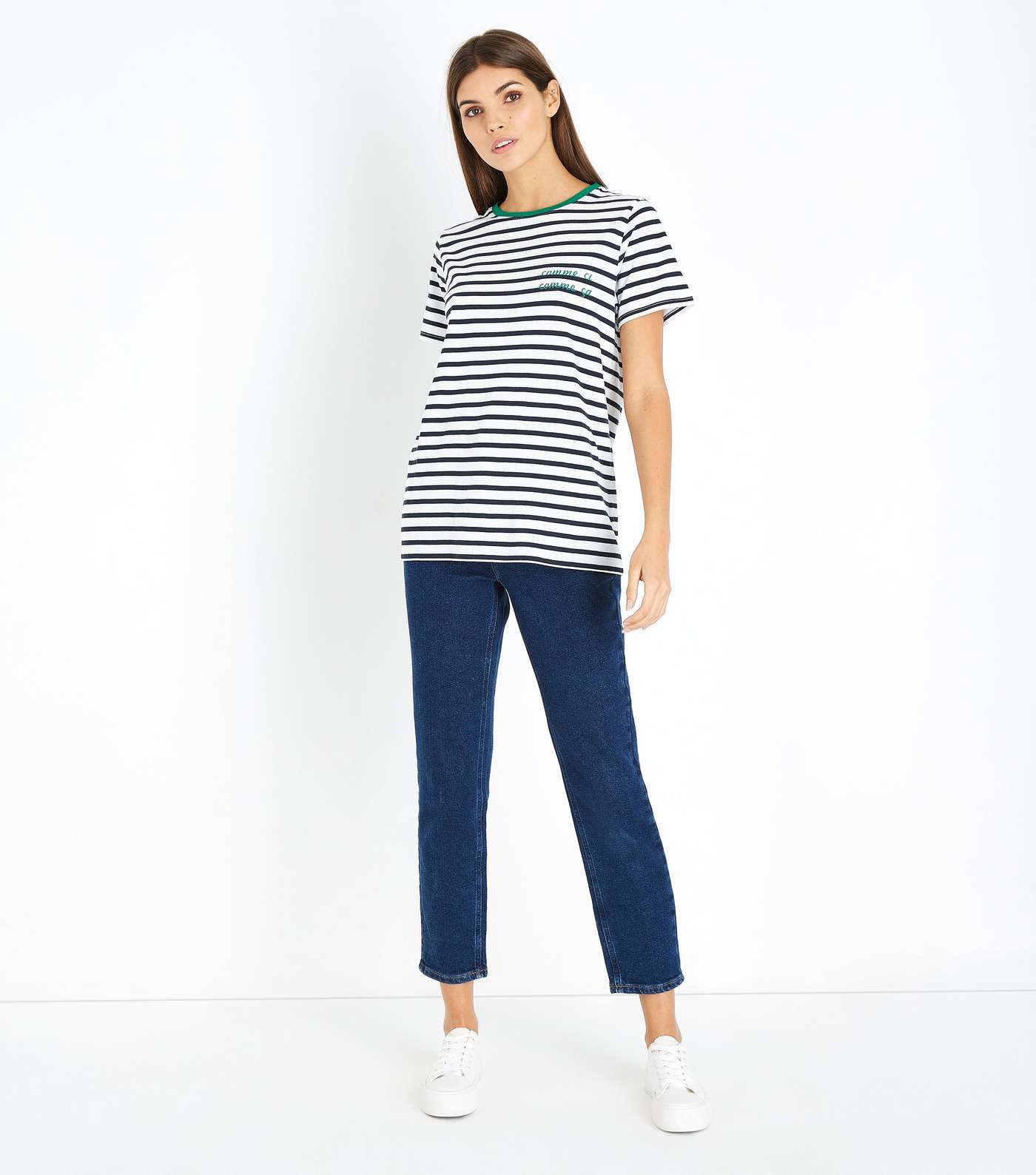 Blue Stripe Comme Ci Comme Ca Embroidered T-Shirt Image 2