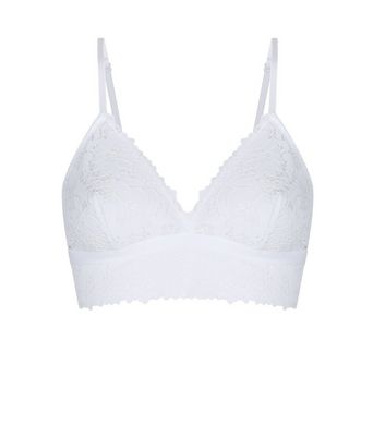 White Lace Longline Bralette | New Look