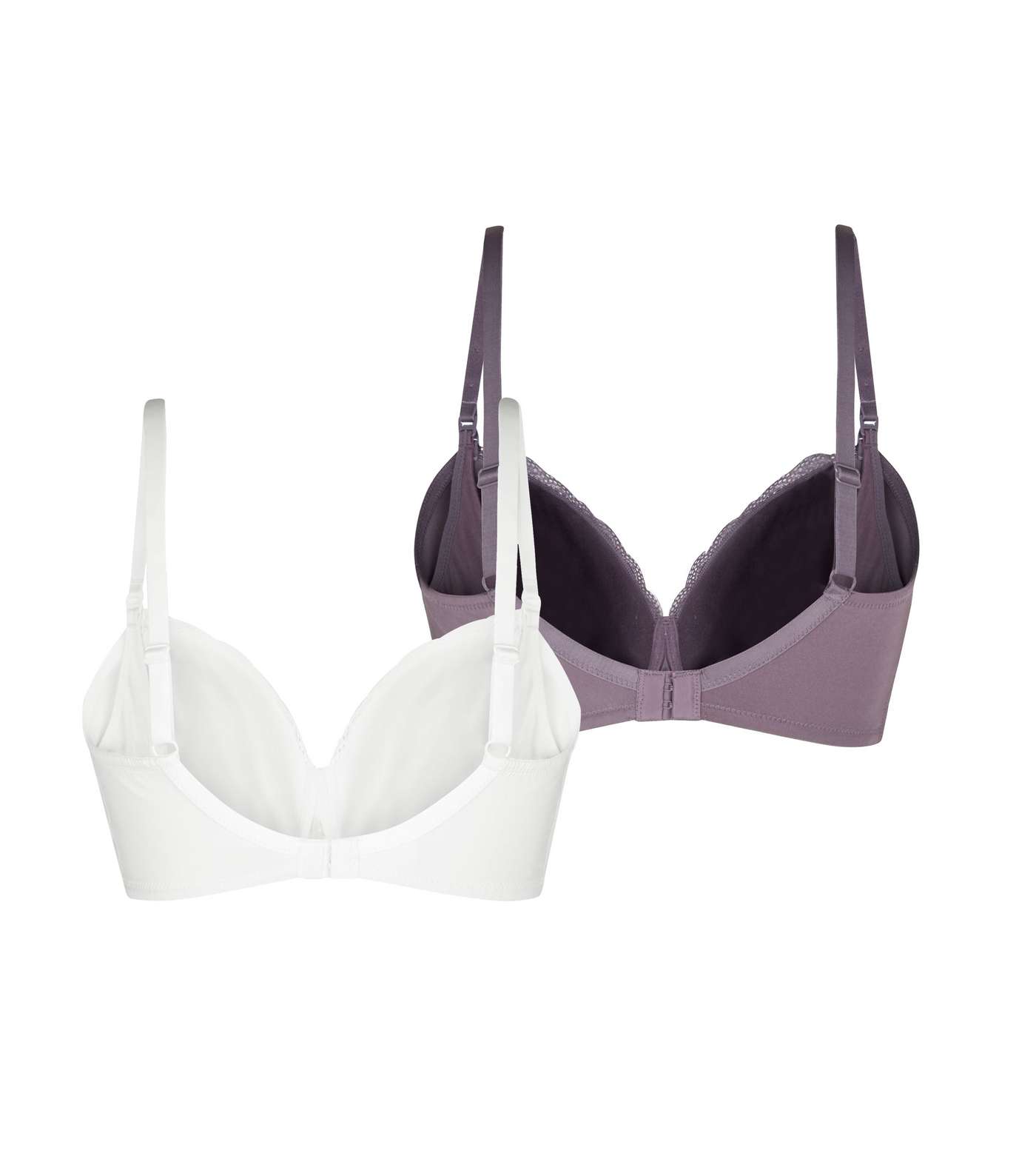 Maternity 2 Pack Light Purple and White Lace Bra  Image 2