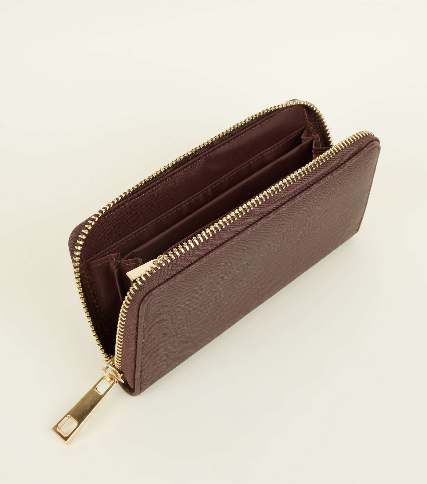 Burgundy Leather-Look Zip Around Purse Image 2