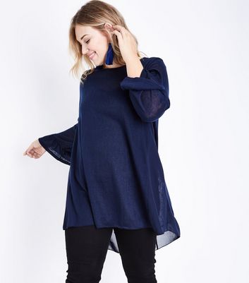 navy blue chiffon top