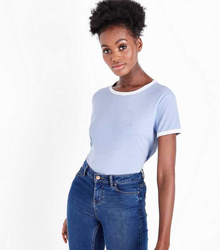 Blue and White Ringer T-Shirt | New Look
