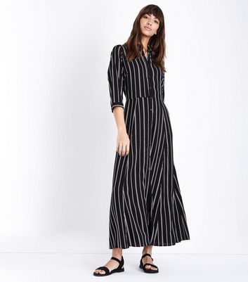 black striped shirt dress