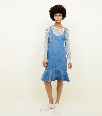 denim dress with frill hem
