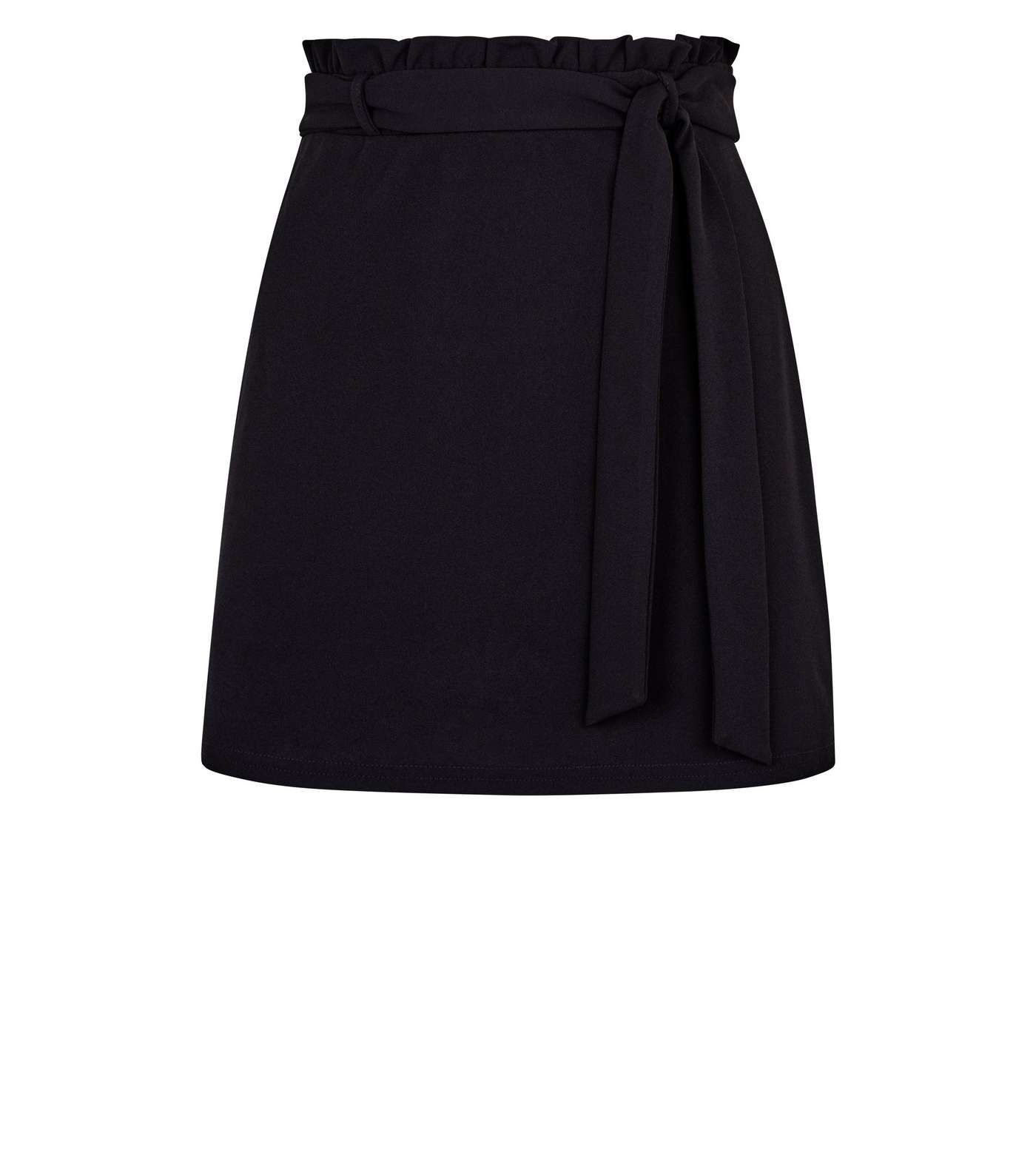 Petite Black Crepe Paperbag Waist Mini Skirt Image 4