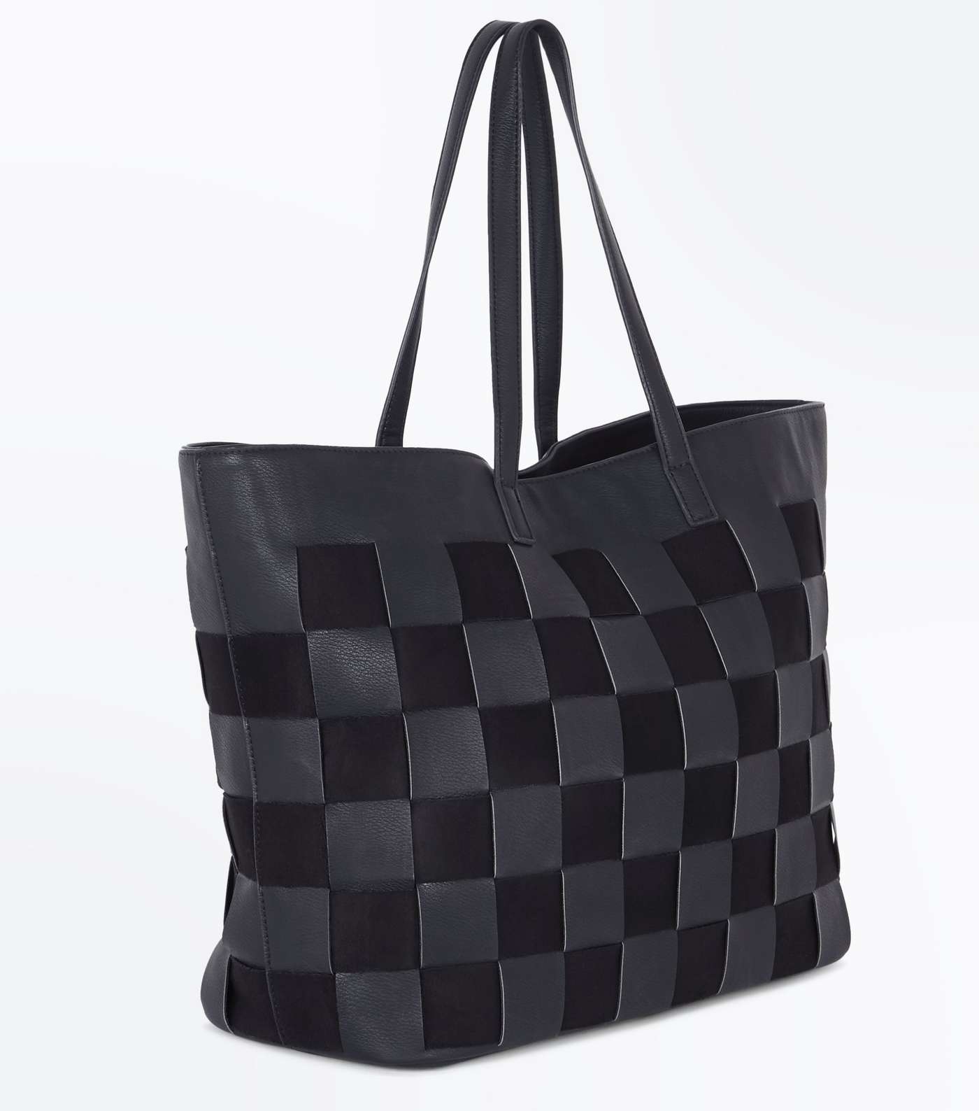 Black Square Woven Tote Bag Image 4