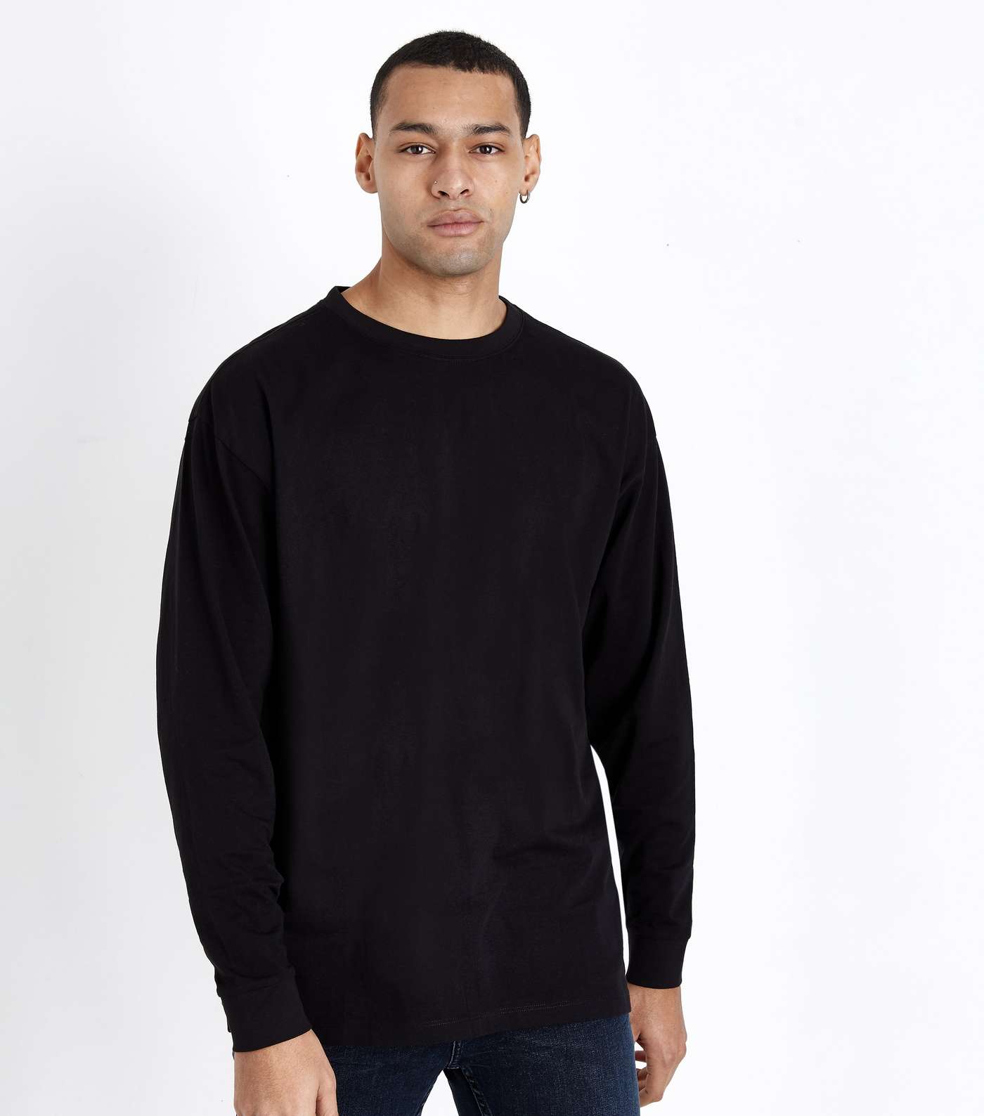 Black Cuffed Long Sleeve Oversized T-Shirt