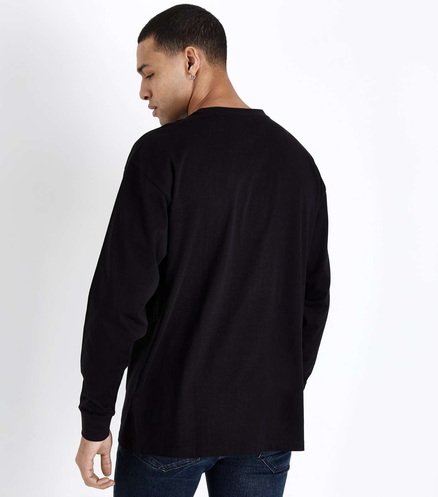Black Cuffed Long Sleeve Oversized T-Shirt Image 3